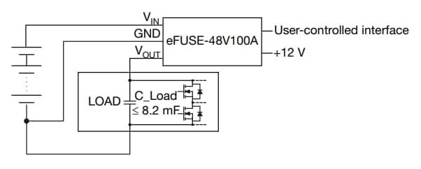 Schéma du circuit d'application - Vishay / Dale eFuse 48 V 100 A